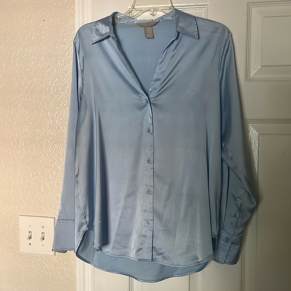 H&M light blue blouse in size M